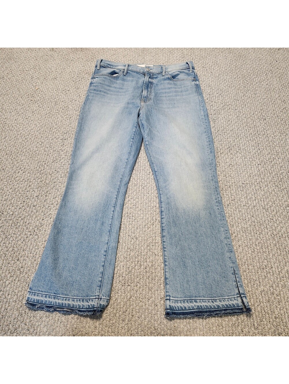 Mother The Hustler Ankle Jeans with Undone Hem Slit Leg Size 32
